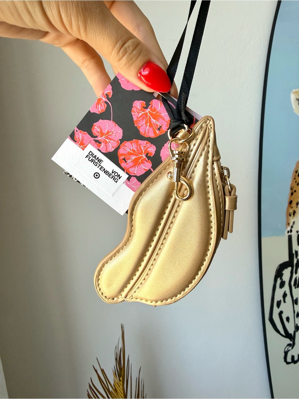 Diane Von Furstenburg x Target Gold Lips Zipper Pouch